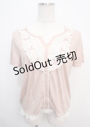 画像: axes femme / リボン付きブロッキングプルオーバー M アワピンク Y-25-03-20-099-AX-TO-SZ-ZY