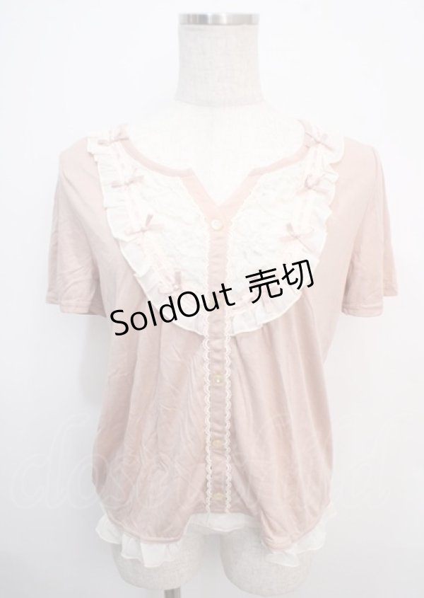 画像1: axes femme / リボン付きブロッキングプルオーバー M アワピンク Y-25-03-20-099-AX-TO-SZ-ZY (1)