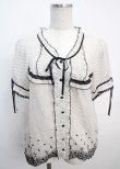 画像1: axes femme / ドットシフォン半袖ブラウス M 白 Y-25-03-20-101-AX-BL-SZ-ZY (1)