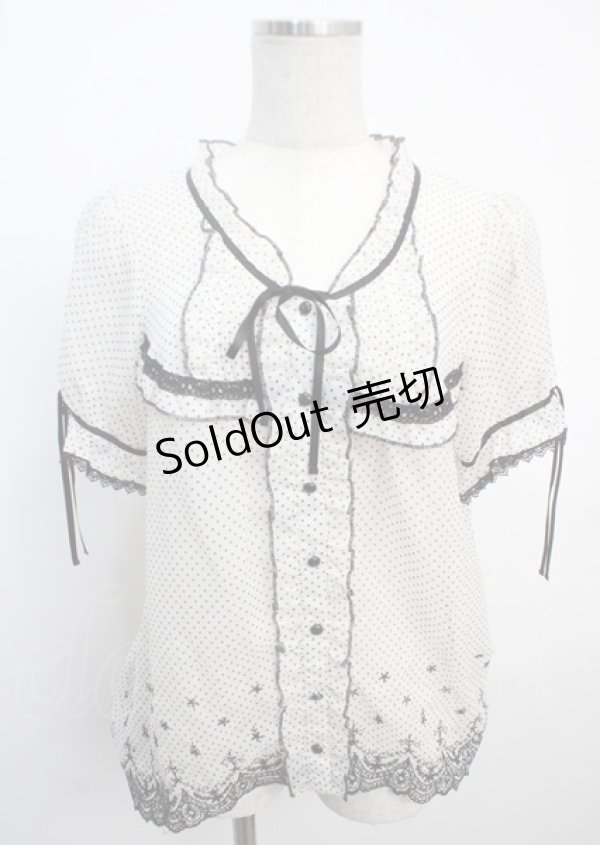 画像1: axes femme / ドットシフォン半袖ブラウス M 白 Y-25-03-20-101-AX-BL-SZ-ZY (1)