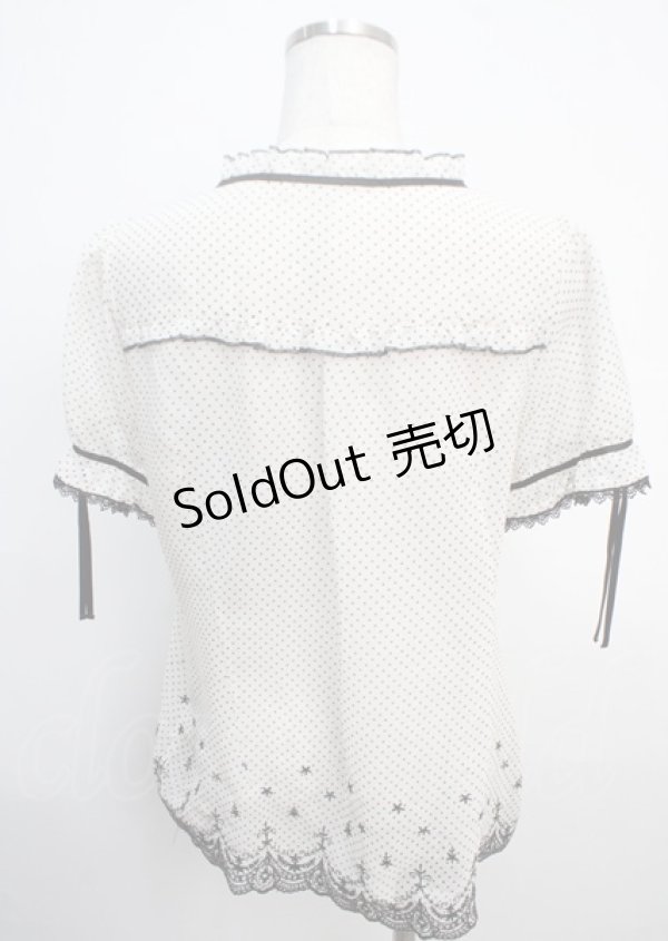 画像2: axes femme / ドットシフォン半袖ブラウス M 白 Y-25-03-20-101-AX-BL-SZ-ZY (2)