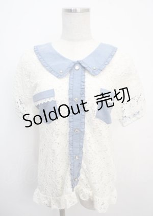 画像: axes femme / レース配色襟付きTシャツ  オフ Y-25-03-20-105-AX-TO-AS-ZI
