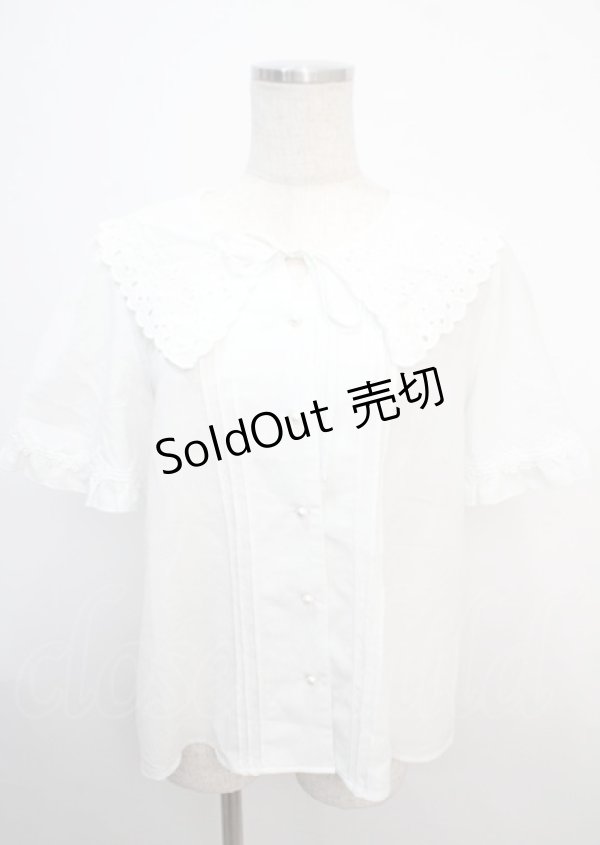 画像1: axes femme / 刺繍襟ブラウス M 白 Y-25-03-20-109-AX-BL-SZ-ZY (1)
