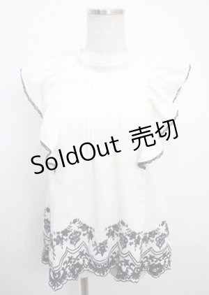 画像: axes femme / 裾刺繍ノースリブラウス M 生成り Y-25-03-20-110-AX-BL-SZ-ZI