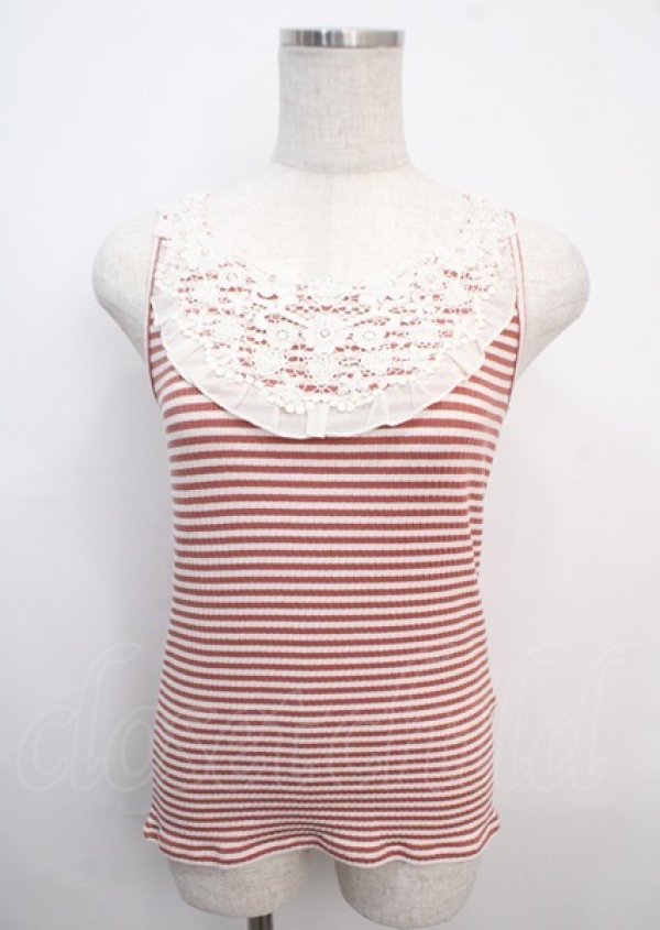 画像1: axes femme / ホルター付ボーダーリブタンク M アカ Y-25-03-20-112-AX-TO-SZ-ZI (1)