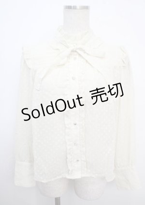 画像: axes femme / ドットドビーフリルブラウス M 生成り Y-25-03-20-020-AX-BL-SZ-ZY