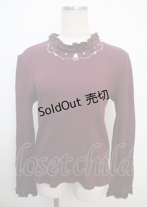 画像1: axes femme / ネックレスデザインリブプルオーバー M パープル Y-25-03-20-032-AX-TO-SZ-ZI (1)