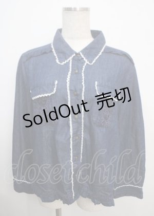 画像: axes femme / ブラウス M 紺 Y-25-03-20-043-AX-BL-SZ-ZI