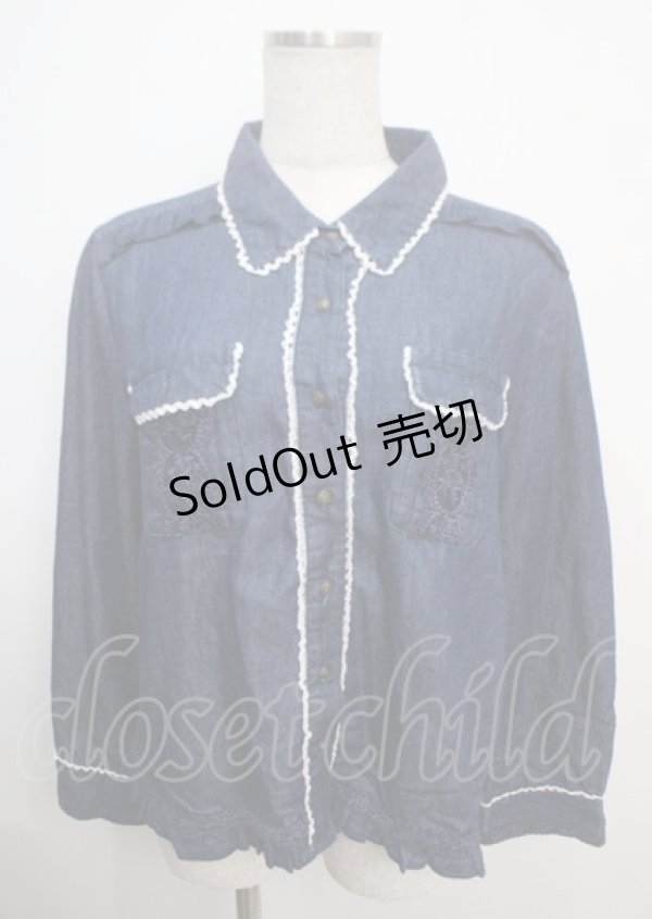 画像1: axes femme / ブラウス M 紺 Y-25-03-20-043-AX-BL-SZ-ZI (1)