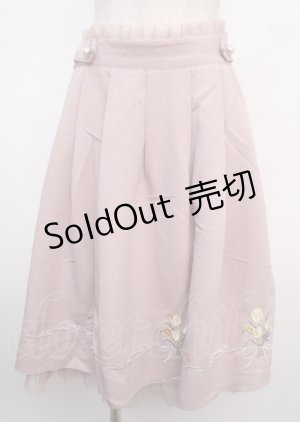 画像: axes femme / ブーケ刺繍タックスカート M ピンク Y-25-03-20-050-AX-SK-SZ-ZY