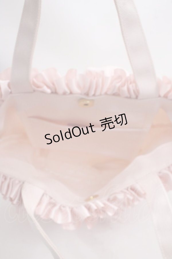 画像5: Maison de FLEUR / フリルキャンバスSトートバッグ F ピンク Y-25-03-21-042-LO-BG-SZ-ZY (5)