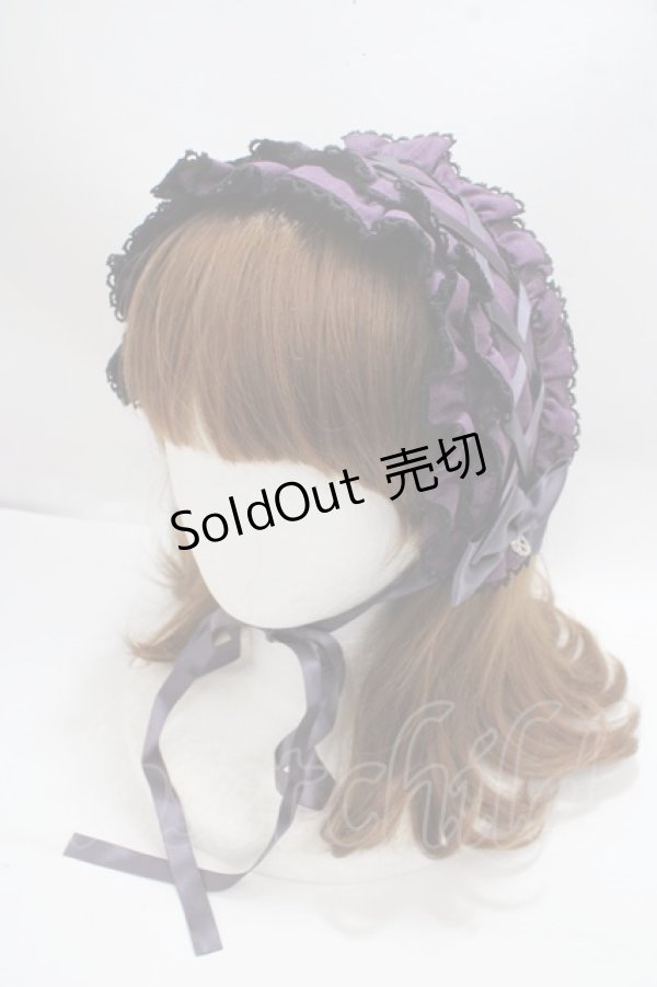 画像1: metamorphose / レースアップフリルヘッドドレス  紫 Y-25-03-21-049-ME-AC-SZ-ZY (1)