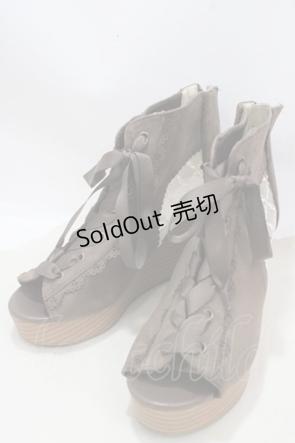 画像1: axes femme / レースアップブーサン L 茶 Y-25-03-21-055-AX-SH-SZ-ZY (1)