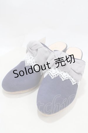 画像: axes femme / BIGリボンスエードミュール M 紺 Y-25-03-21-057-AX-SH-SZ-ZY