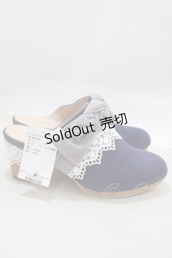 画像4: axes femme / BIGリボンスエードミュール M 紺 Y-25-03-21-057-AX-SH-SZ-ZY (4)
