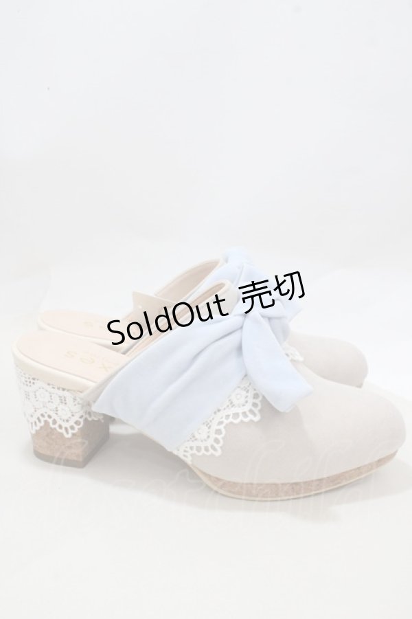 画像4: axes femme / BIGリボンスエードミュール M サックス Y-25-03-21-058-AX-SH-SZ-ZY (4)