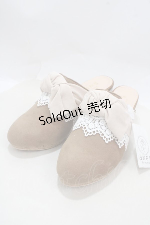 画像1: axes femme / BIGリボンスエードミュール M チャ Y-25-03-21-059-AX-SH-SZ-ZY (1)
