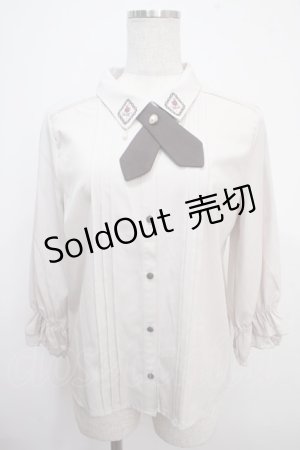 画像: axes femme / タイ付きフレームローズ刺繍ブラウス F ピンク Y-25-03-21-060-AX-BL-SZ-ZS