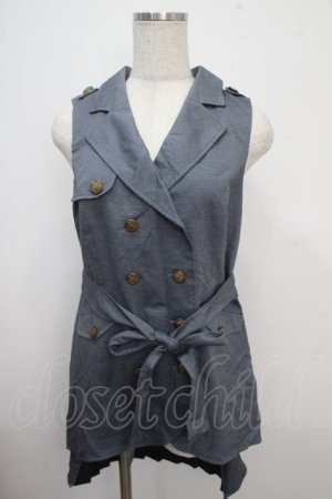 画像: axes femme POETIQUE / バックプリーツロングベスト M ブルー Y-25-03-21-074-AX-TO-SZ-ZI