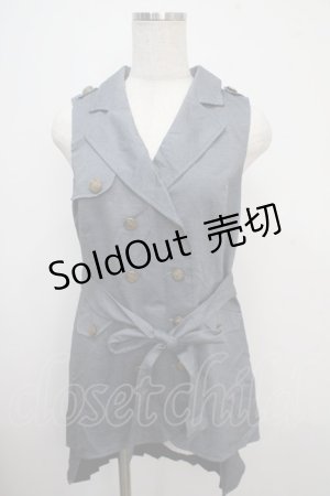 画像: axes femme POETIQUE / バックプリーツロングベスト M ブルー Y-25-03-21-074-AX-TO-SZ-ZI