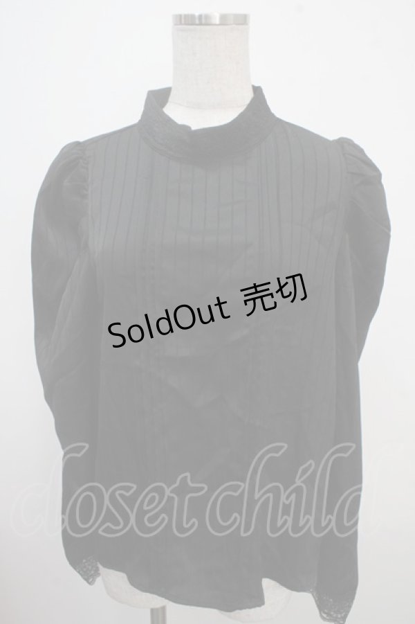 画像1: axes femme POETIQUE / ストライプサテンブラウス M 黒 Y-25-03-21-076-AX-BL-SZ-OS (1)