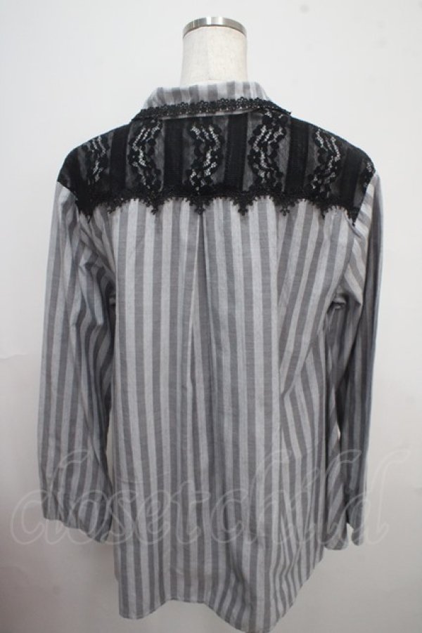 画像2: axes femme / ストライプ柄シャツ M グレー Y-25-03-21-081-AX-BL-SZ-ZY (2)