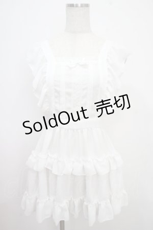 画像: Pina sweetcollection / ティアードフリルエプロン（梨地）  白 Y-25-03-21-112-LO-OP-SZ-ZY