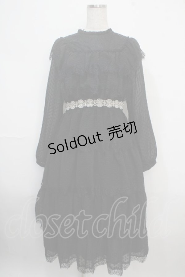 画像1: axes femme NOSTALGIE / ドットドビー×レースワンピ M 黒 Y-25-03-21-132-AX-OP-SZ-ZI (1)