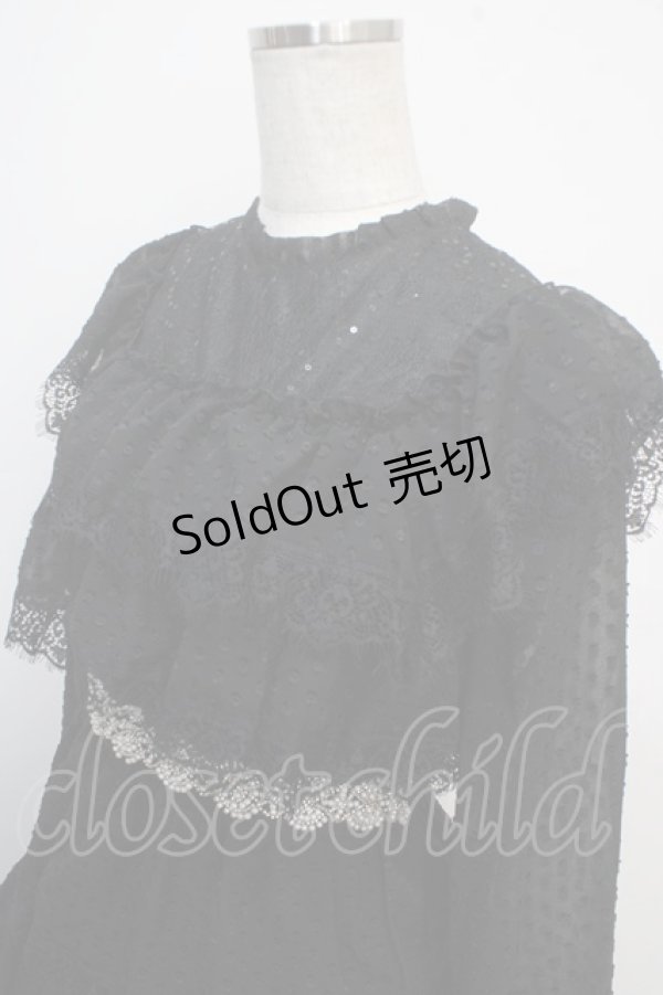 画像3: axes femme NOSTALGIE / ドットドビー×レースワンピ M 黒 Y-25-03-21-132-AX-OP-SZ-ZI (3)