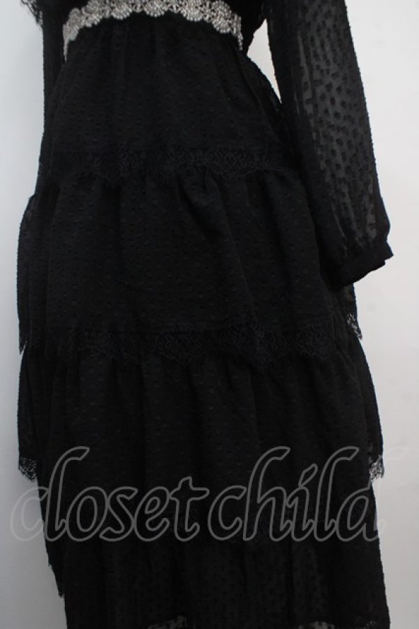 画像4: axes femme NOSTALGIE / ドットドビー×レースワンピ M 黒 Y-25-03-21-132-AX-OP-SZ-ZY (4)
