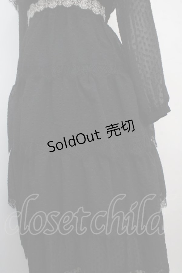 画像4: axes femme NOSTALGIE / ドットドビー×レースワンピ M 黒 Y-25-03-21-132-AX-OP-SZ-ZI (4)