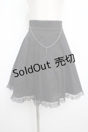 画像: BPN / クロスチェーン付き裾レーススカート M 黒 Y-25-03-21-141-GO-SK-SZ-ZY