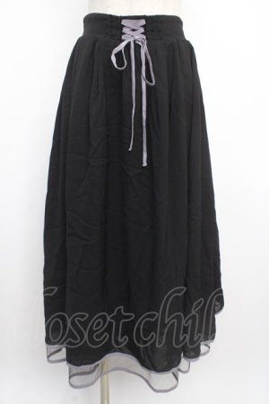 画像: axes femme POETIQUE / リボン花柄バックフリルスカート M 黒 Y-25-03-21-149-AX-SK-SZ-ZY
