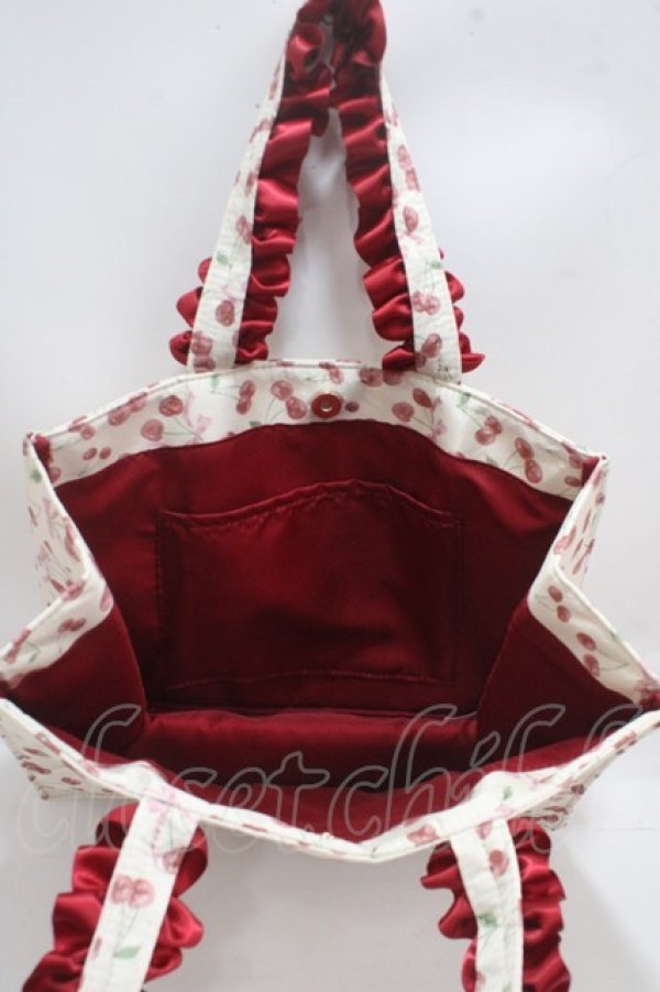 画像3: Maison de FLEUR / チェリープリントスクエアトートバッグ F レッド Y-25-03-21-039-LO-BG-SZ-ZY (3)