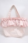 画像2: Maison de FLEUR / フリルキャンバスSトートバッグ F ピンク Y-25-03-21-042-LO-BG-SZ-ZY (2)