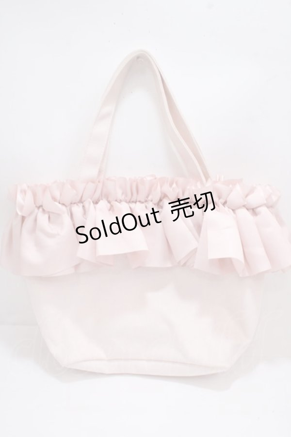 画像2: Maison de FLEUR / フリルキャンバスSトートバッグ F ピンク Y-25-03-21-042-LO-BG-SZ-ZY (2)
