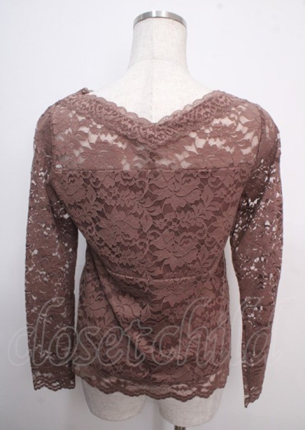 画像2: axes femme / 総レースVネックインナー M モカ Y-25-03-22-009-AX-TO-SZ-ZY (2)