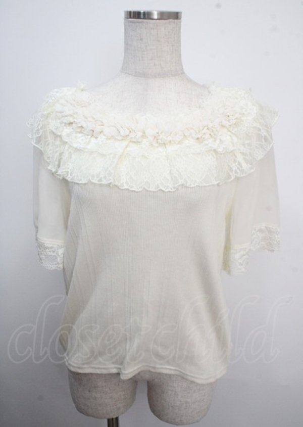 画像1: axes femme / シフォンローズプルオーバー M 生成り Y-25-03-22-011-AX-TO-SZ-ZS (1)