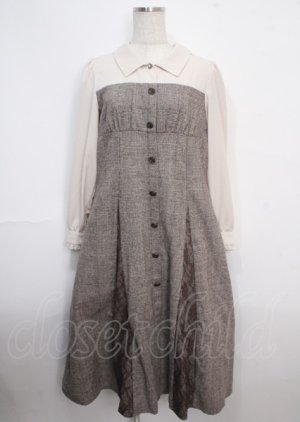 画像: axes femme / チェック柄ビスチェ切替ワンピース F チャ Y-25-03-22-104-AX-OP-SZ-ZT100