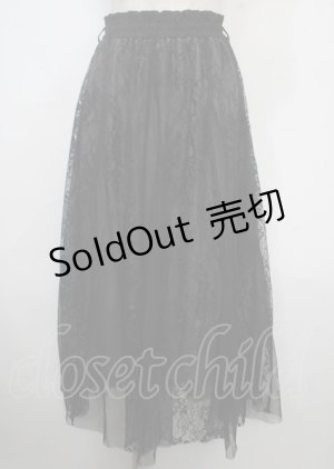 画像: axes femme / レース×チュールスカート M 黒 Y-25-03-22-107-AX-SK-SZ-ZS