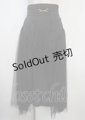 画像: axes femme / サイドチュールロングスカート F 黒 Y-25-03-22-109-AX-SK-SZ-ZS