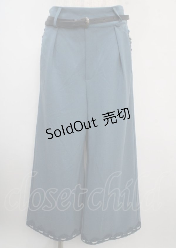 画像1: axes femme / ベルト付裾レースワイドパンツ M Bグリーン Y-25-03-22-112-AX-PA-SZ-OS (1)