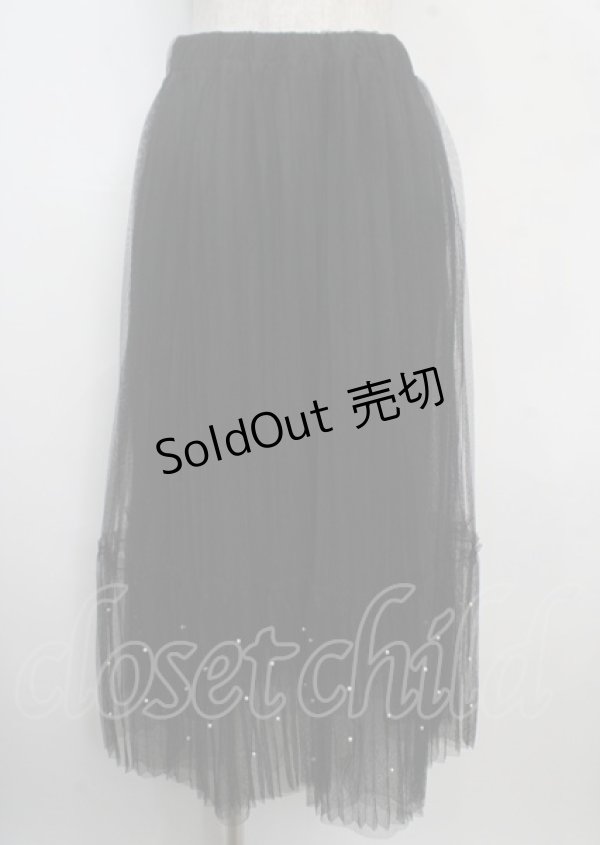 画像1: axes femme POETIQUE / パールチュールティアードスカート M 黒 Y-25-03-22-113-AX-SK-SZ-OS (1)