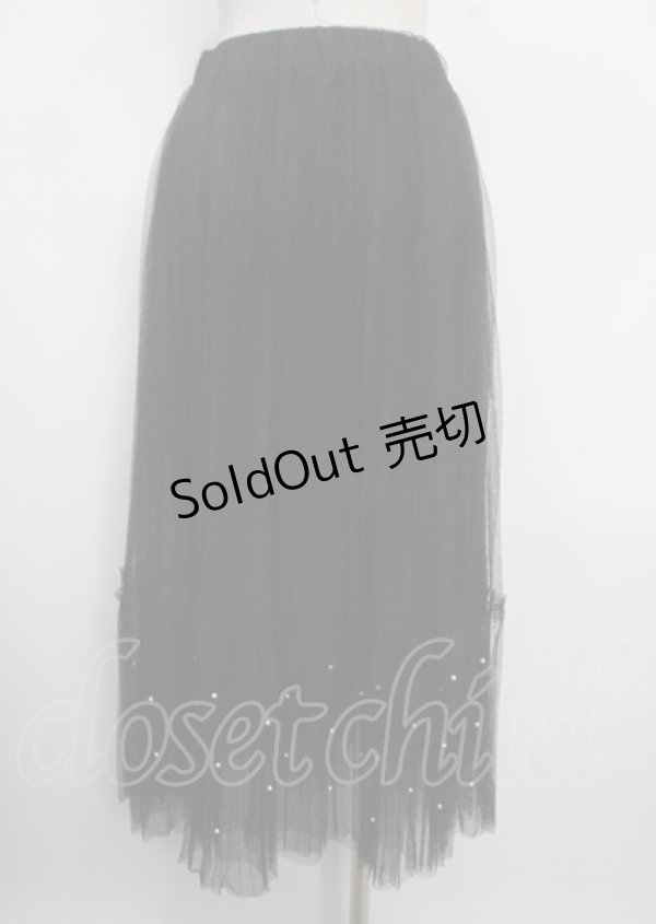 画像2: axes femme POETIQUE / パールチュールティアードスカート M 黒 Y-25-03-22-113-AX-SK-SZ-OS (2)