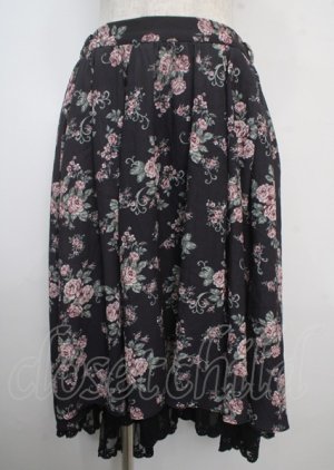 画像: axes femme Red label / ブーケ柄フィッシュテールスカート S 黒 Y-25-03-22-117-PU-SK-SZ-ZI
