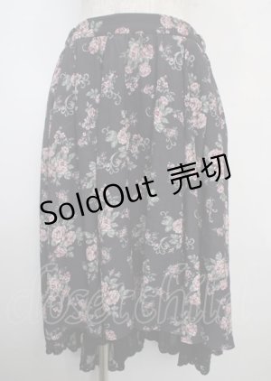 画像: axes femme Red label / ブーケ柄フィッシュテールスカート S 黒 Y-25-03-22-117-PU-SK-SZ-ZT216