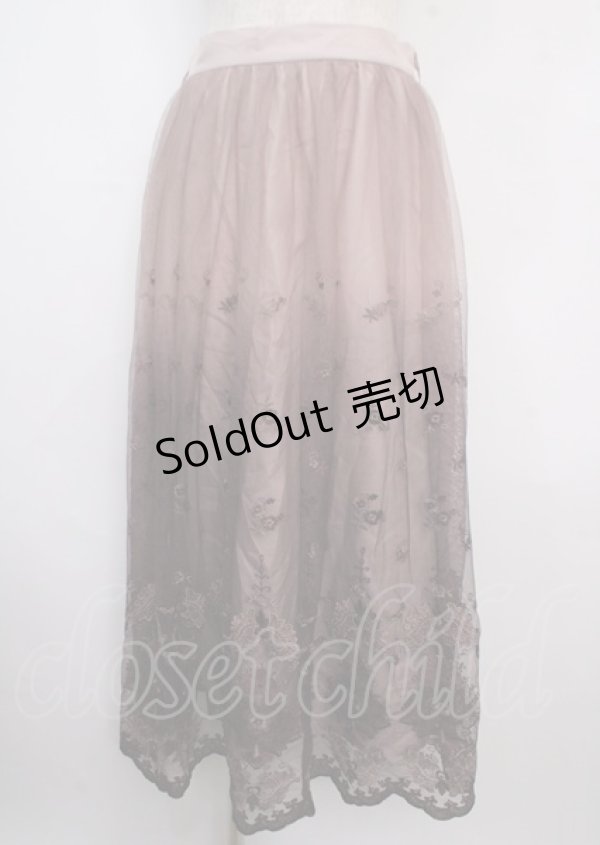 画像1: axes femme / グラデチュール刺繍スカート M ワイン Y-25-03-22-120-AX-SK-SZ-ZS (1)