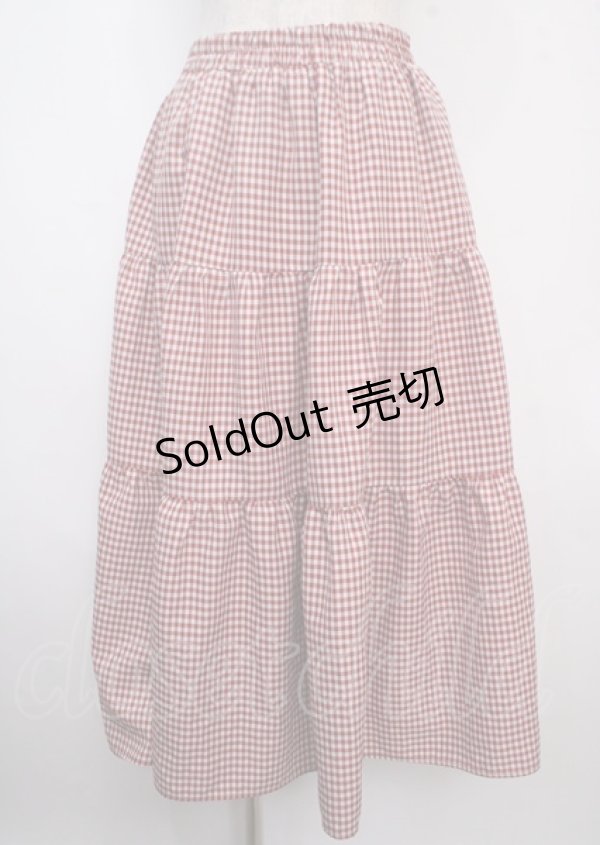 画像1: axes femme POETIQUE / ギンガムチェックロングスカート M 赤 Y-25-03-22-121-AX-SK-SZ-ZS (1)