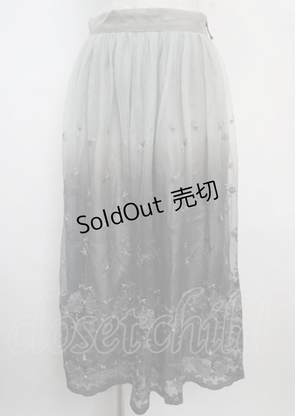 画像1: axes femme / グラデチュール刺繍スカート M Dグリーン Y-25-03-22-125-AX-SK-SZ-ZS (1)