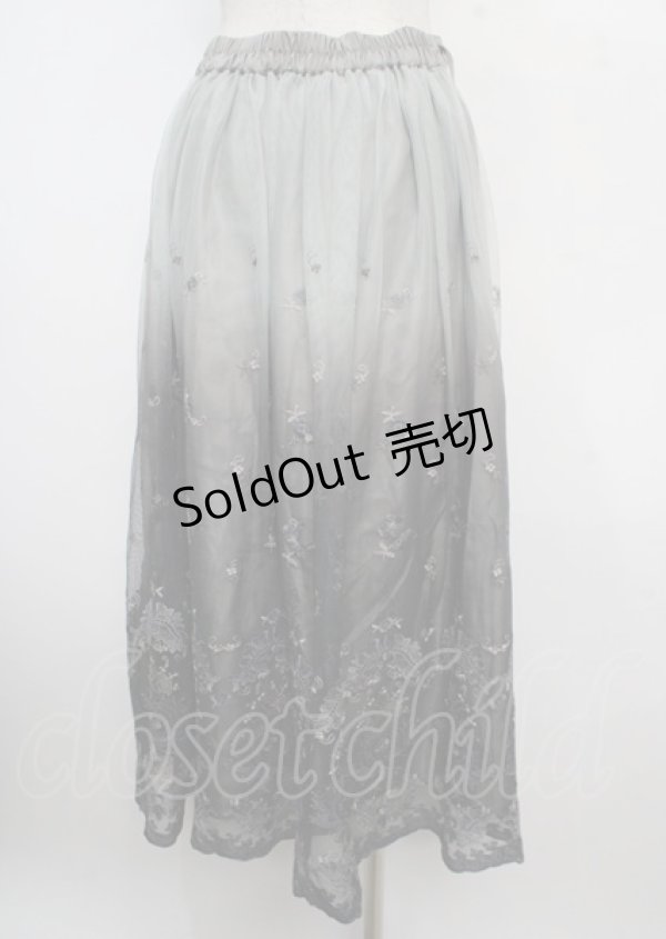画像2: axes femme / グラデチュール刺繍スカート M Dグリーン Y-25-03-22-125-AX-SK-SZ-ZS (2)